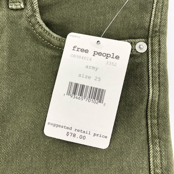 Free People Green High Rise Frayed Hem Jeggings - Picture 4 of 7